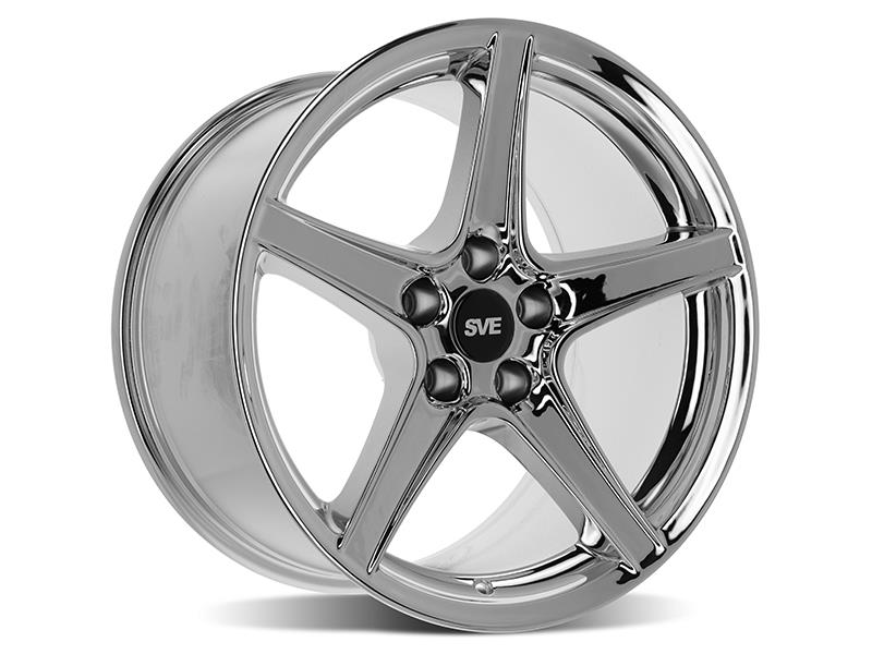 These Saleen rims are available in chrome, black, silver, and white. 